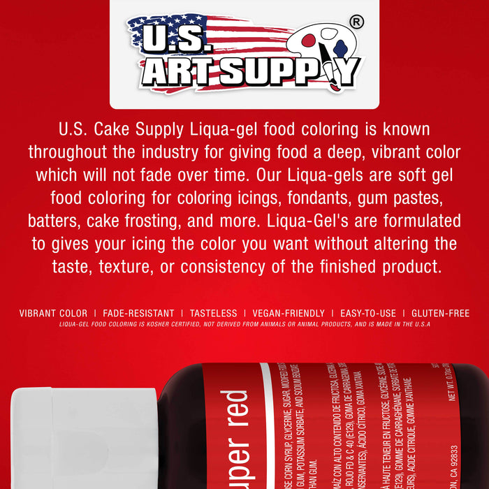 30 Color Food and Slime Coloring Liqua-Gel Ultimate Decorating Kit Primary, Secondary & Neon Colors - Food Grade, 0.75 fl oz (20ml) Bottles, Non-Toxic