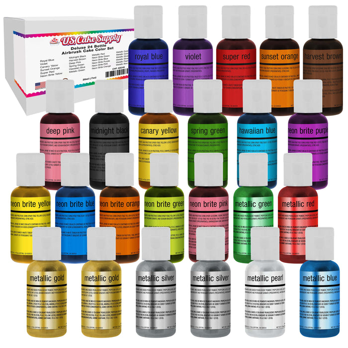 22 Color / 24 Bottle Deluxe Airbrush Cake Color Kit