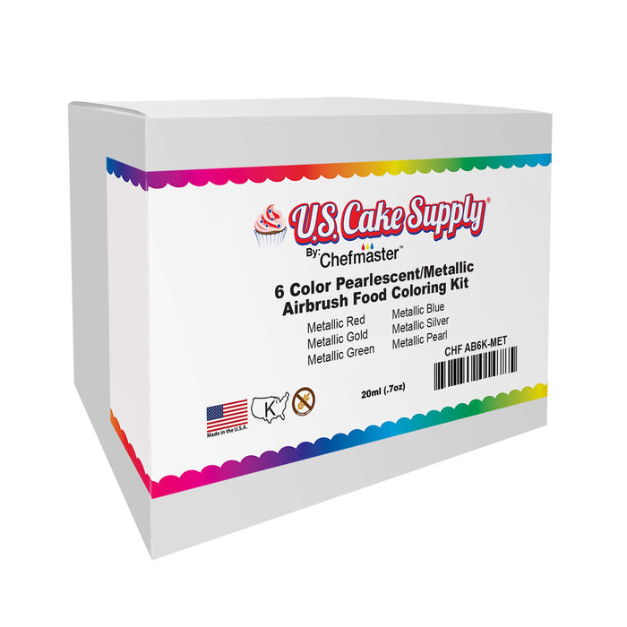 Chefmaster 6-Color 20ml Metallic Airbrush Cake Color Set13407