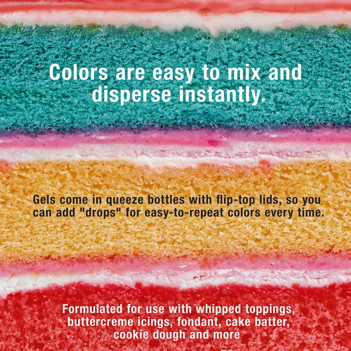 US Cake Supply by Chefmaster Liqua-Gel Cake Color Set - 12 of the Most Popular Colors in 0.7 fl. oz. (20ml) Bottles