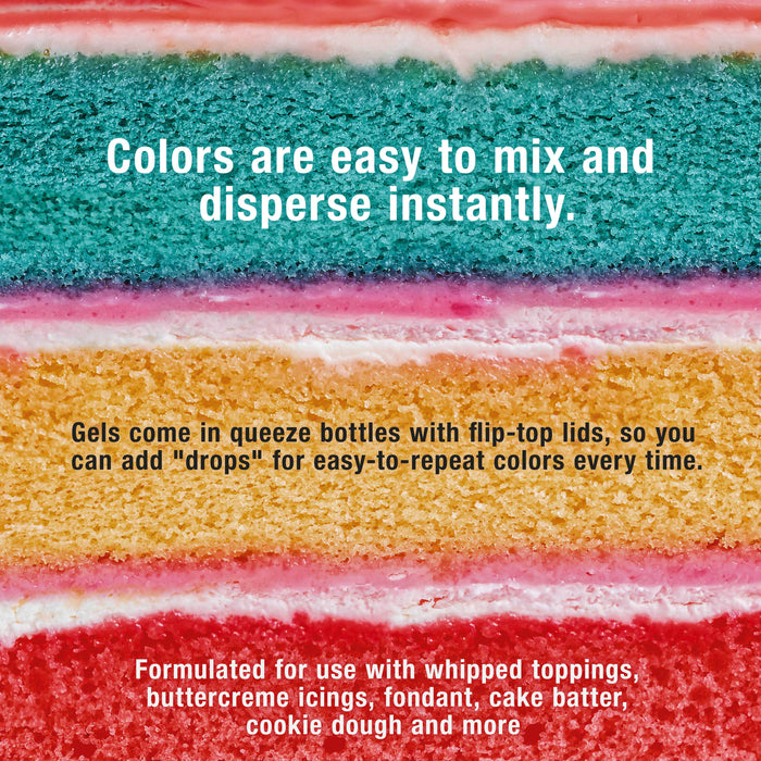 24 Color Food & Slime Coloring Liqua-Gel Decorating Kit, Primary & Secondary Colors, Food Grade, 0.75 fl. oz. (20ml) Bottles, Non-Toxic Popular Colors
