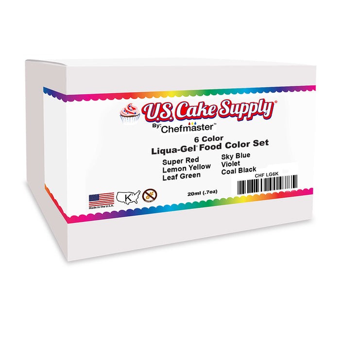 US Cake Supply by Chefmaster 6 Liqua-Gel Cake Color Kit, 0.7 fl. oz.