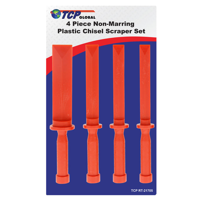 TCP Global 4 Piece Non-Marring Plastic Chisel Scraper Set - 3/4", 7/8", 1", 1-1/2" Wide, Length 11"