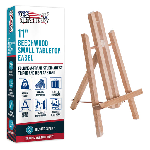 11" Small Tabletop Display Easel - Beechwood Artist A-Frame Display Stand, Wooden Easel for Painting, Canvas Stand, (Pack of 1) Classrooms Events Photo Picture Sign Holder