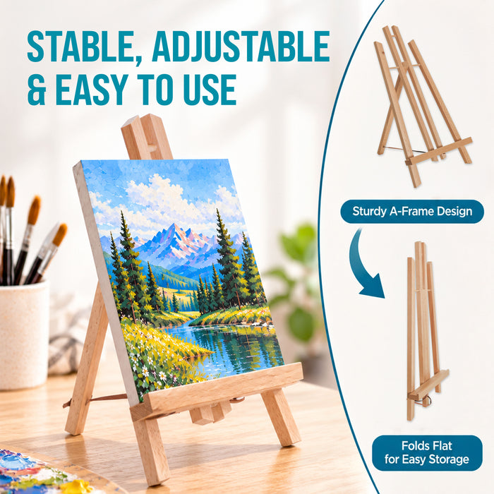 14" Medium Tabletop Display Easel - Beechwood Artist A-Frame Display Stand, Wooden Easel for Painting, Canvas Stand, (Pack of 1) Classrooms Events Photo Picture Sign Holder