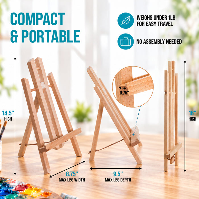 14" Medium Tabletop Display Easel - Beechwood Artist A-Frame Display Stand, Wooden Easel for Painting, Canvas Stand, (Pack of 1) Classrooms Events Photo Picture Sign Holder