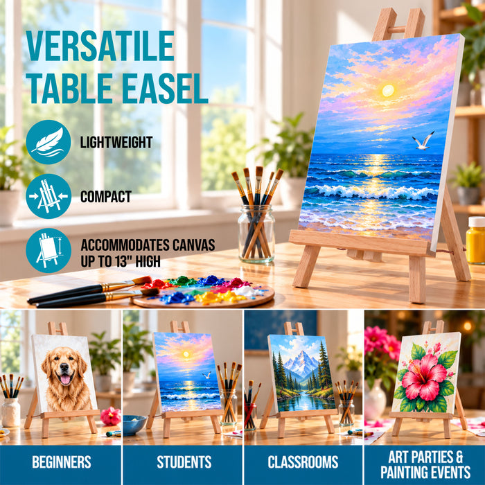 14" Medium Tabletop Display Easel - Beechwood Artist A-Frame Display Stand, Wooden Easel for Painting, Canvas Stand, (Pack of 1) Classrooms Events Photo Picture Sign Holder