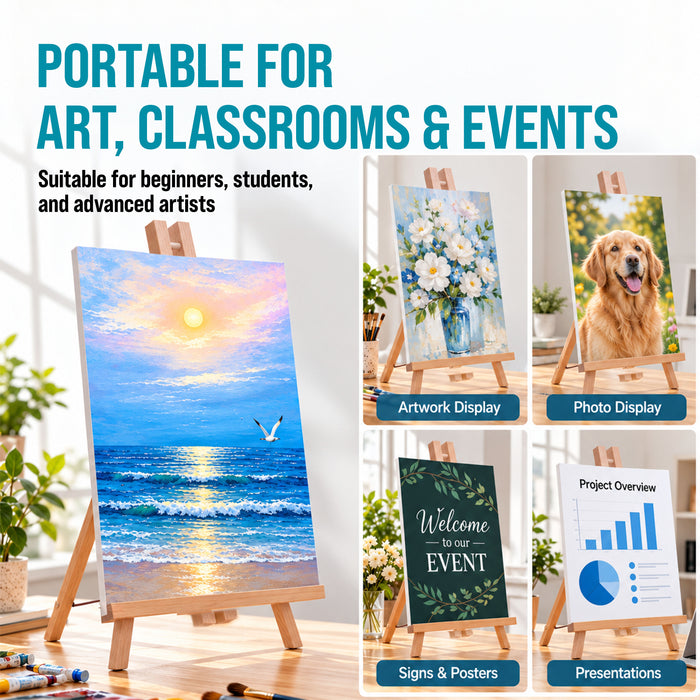 14" Medium Tabletop Display Easel - Beechwood Artist A-Frame Display Stand, Wooden Easel for Painting, Canvas Stand, (Pack of 1) Classrooms Events Photo Picture Sign Holder