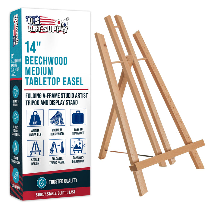 14" Medium Tabletop Display Easel - Beechwood Artist A-Frame Display Stand, Wooden Easel for Painting, Canvas Stand, (Pack of 1) Classrooms Events Photo Picture Sign Holder