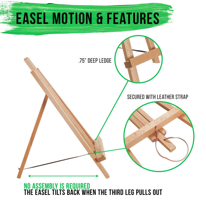 14" Medium Tabletop Display Easel - Beechwood Artist A-Frame Display Stand, Wooden Easel for Painting, Canvas Stand, (Pack of 1) Classrooms Events Photo Picture Sign Holder