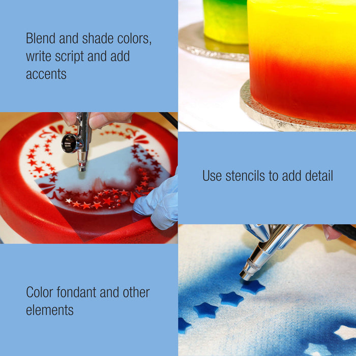 U.S. Cake Supply Complete Cake Airbrush Decorating Kit with 24 Vibrant Food Colors - Air Brush for Cake Decoration, Cupcakes, Cookies & Desserts